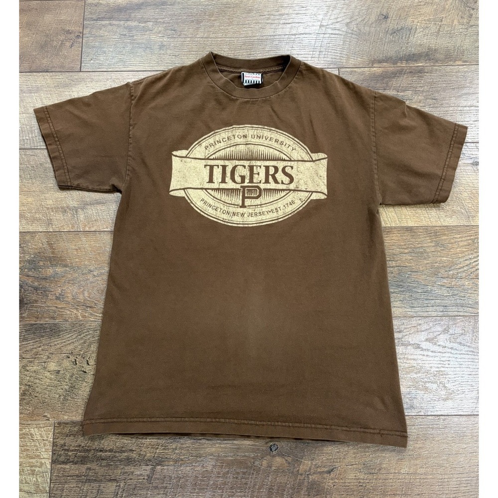 Vintage Princeton Tigers‎ Crest Graphic Tee Brown Medium 90s Ivy League College
